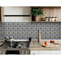 Gfancy Fixtures 8 x 8 in. Blue & Yellow Links Peel & Stick Tiles GF3097151